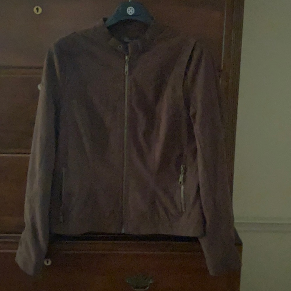 Wonderful ultra suede jacket.  Neutral brown.